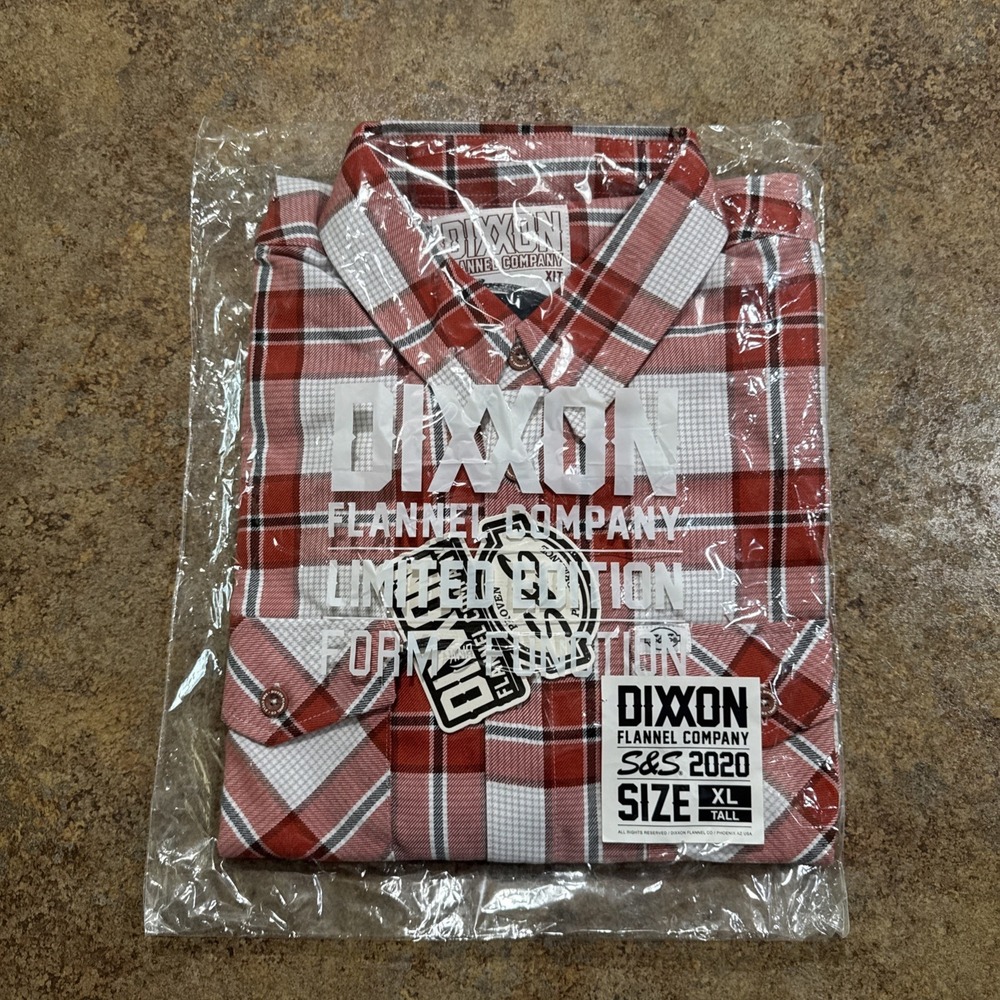 Dixxon Flannel Mens " S&S 2020 "Flannel XL Tall Red Black White NIB W/TAGS